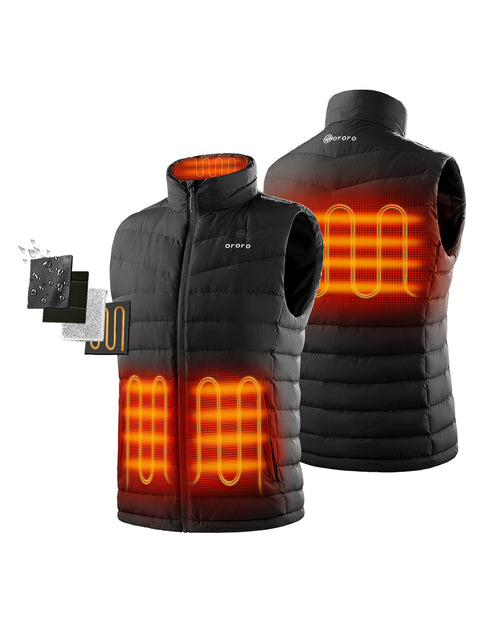 Men's Heated Lightweight Down Vest - Black ,view 2