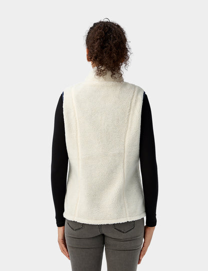 Women's Heated Recycled Fleece Vest - Ivory