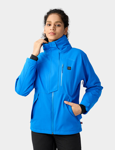 Women's Waterproof Heated Ski Jacket - Black / Blue ,view 1