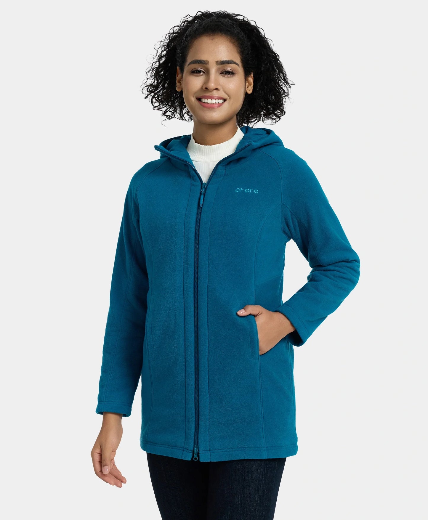 Felicity Women's Heated Long Hooded Fleece Jacket