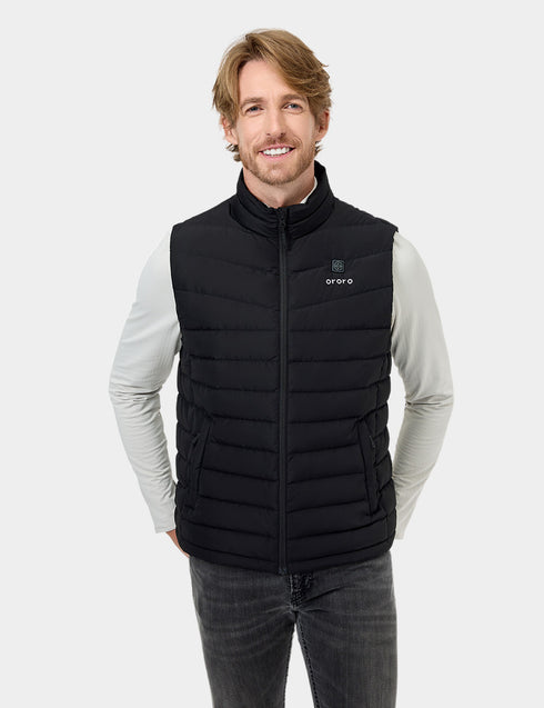 Men's Heated Lightweight Down Vest - Black view 1