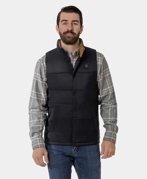 Final Sale - PuffLyte Men's 3-Zone Heated Lightweight Vest - Black / Khaki ,view 1