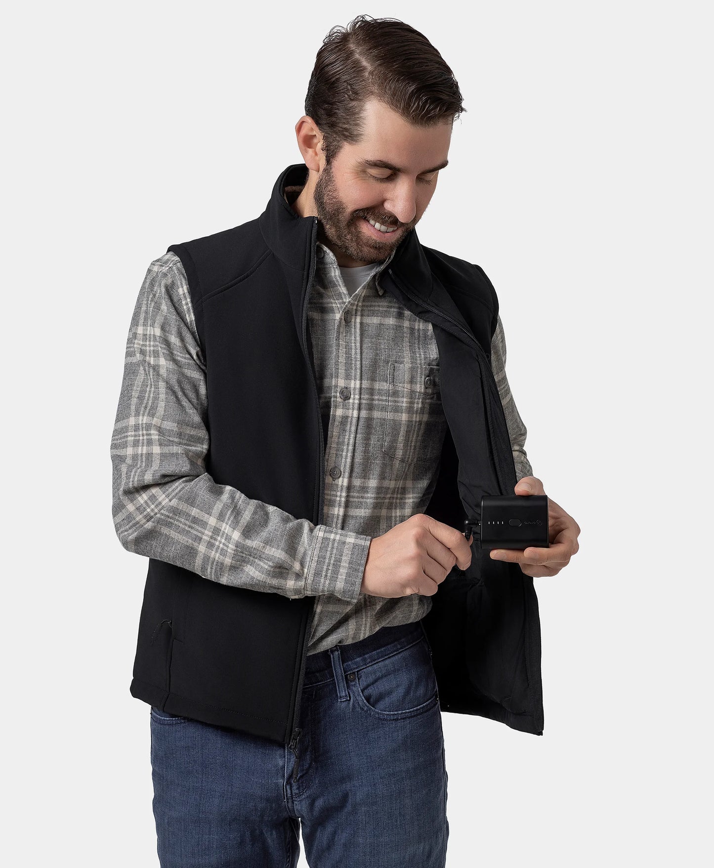 Men's Heated Softshell Vest - Black / Gray