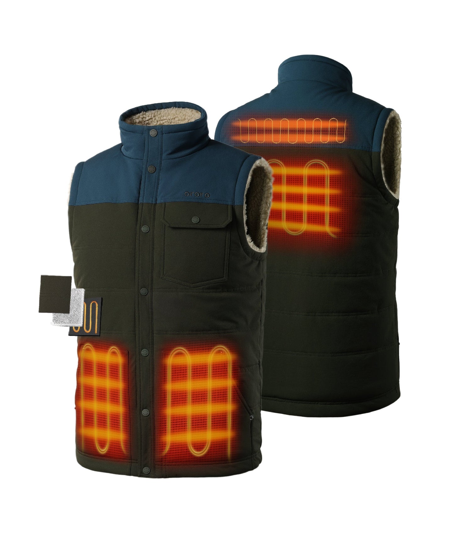 4 Heating Zones (L&R Pockets, Upper Back, Mid-Back)