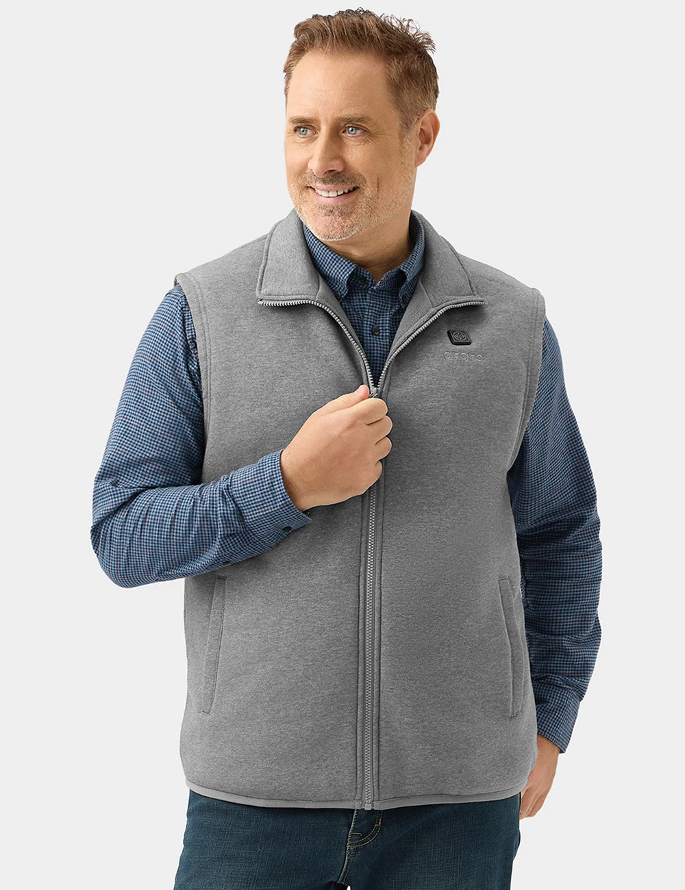 Men's Heated Fleece Vest - Black / Gray