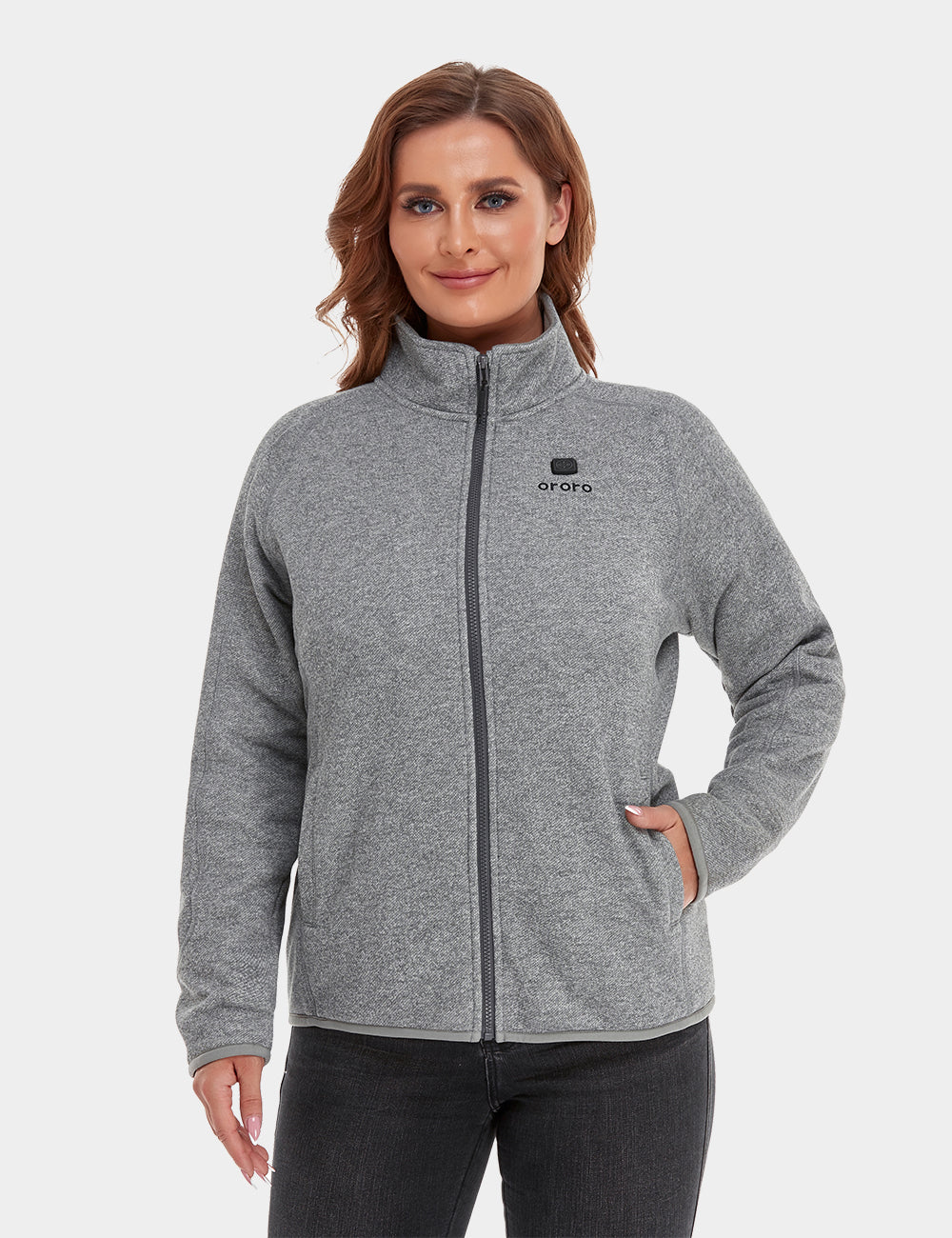 Women's Heated Full-Zip Fleece Jacket - Flecking Gray