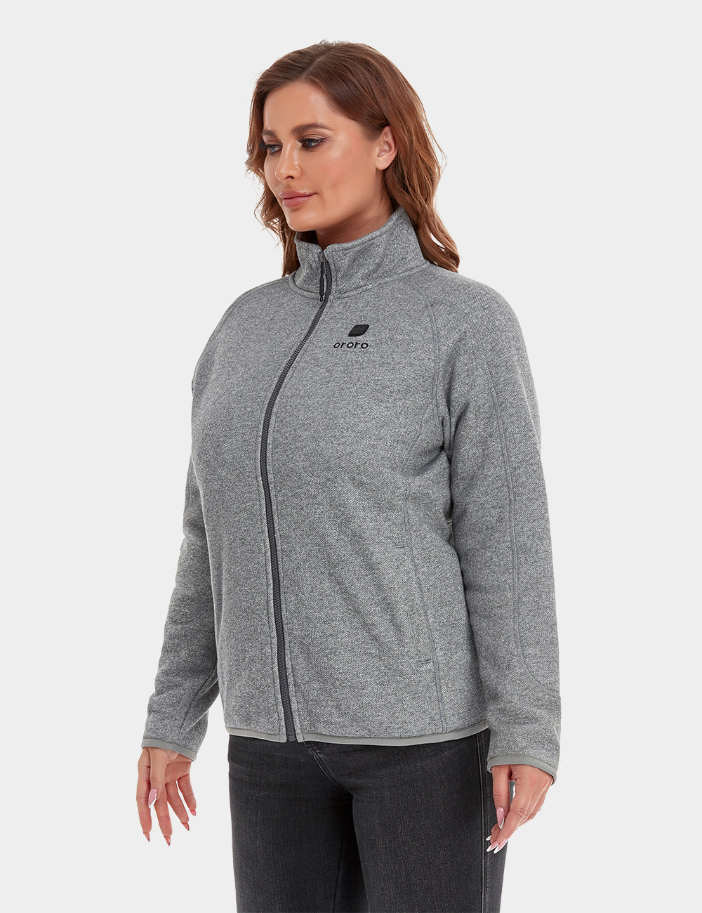 (Open-box) Women's Heated Full-Zip Fleece Jacket - Flecking Gray