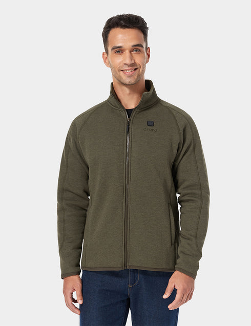 Men's Heated Full-Zip Fleece Jacket - Army Green ,view 1