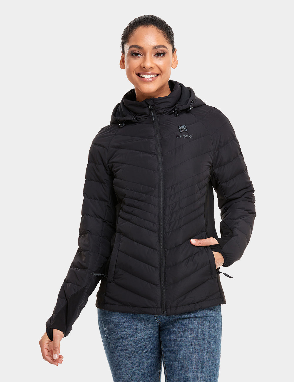 Women's Heated Down Jacket - Black