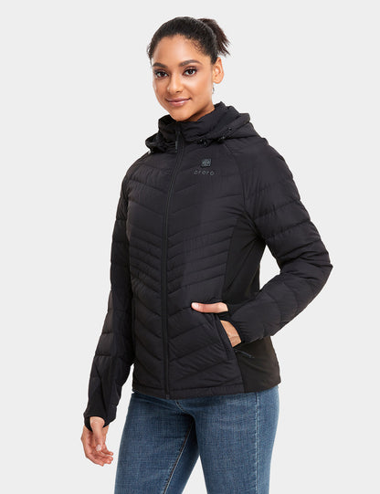 Women's Heated Down Jacket - Black