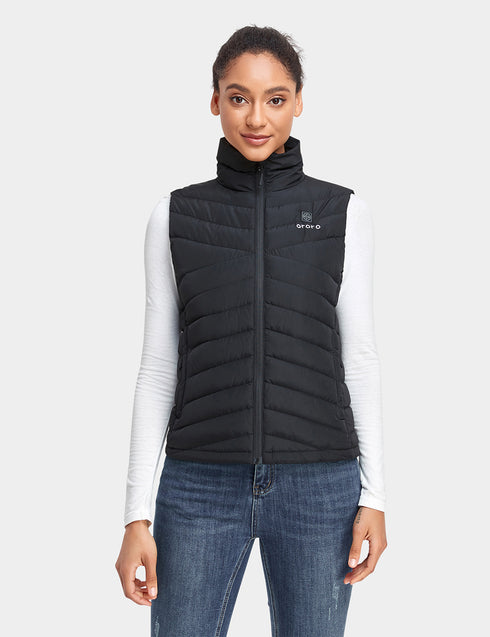 Women's Heated Lightweight Down Vest - Black view 1