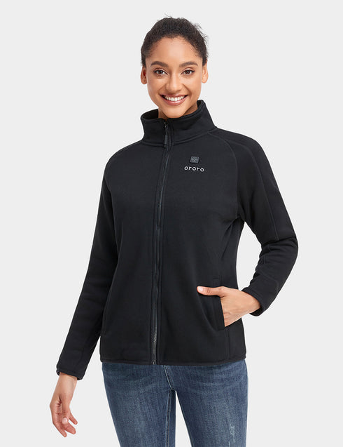 Women's Heated Full-Zip Fleece Jacket Jacket - Black ,view 1