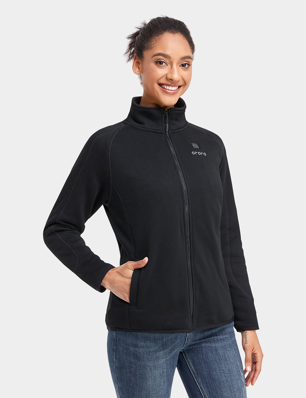 Women's Heated Full-Zip Fleece Jacket Jacket - Black