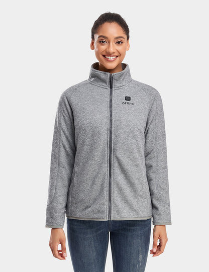 Women's Heated Full-Zip Fleece Jacket - Flecking Gray