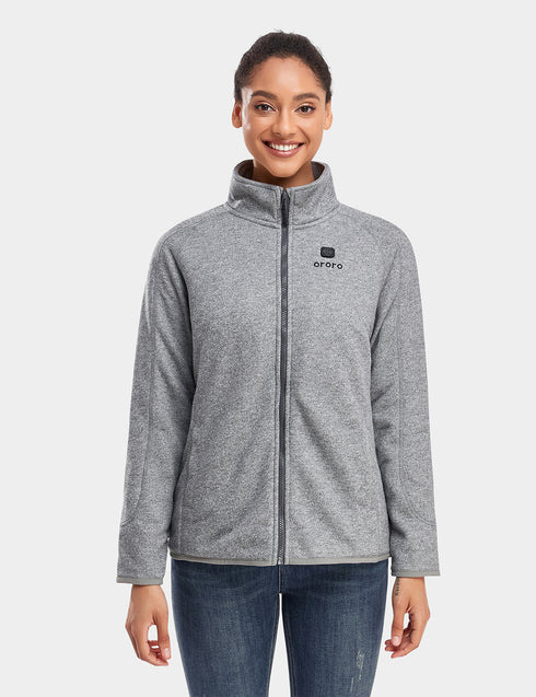 Women's Heated Full-Zip Fleece Jacket - Flecking Gray ,view 1