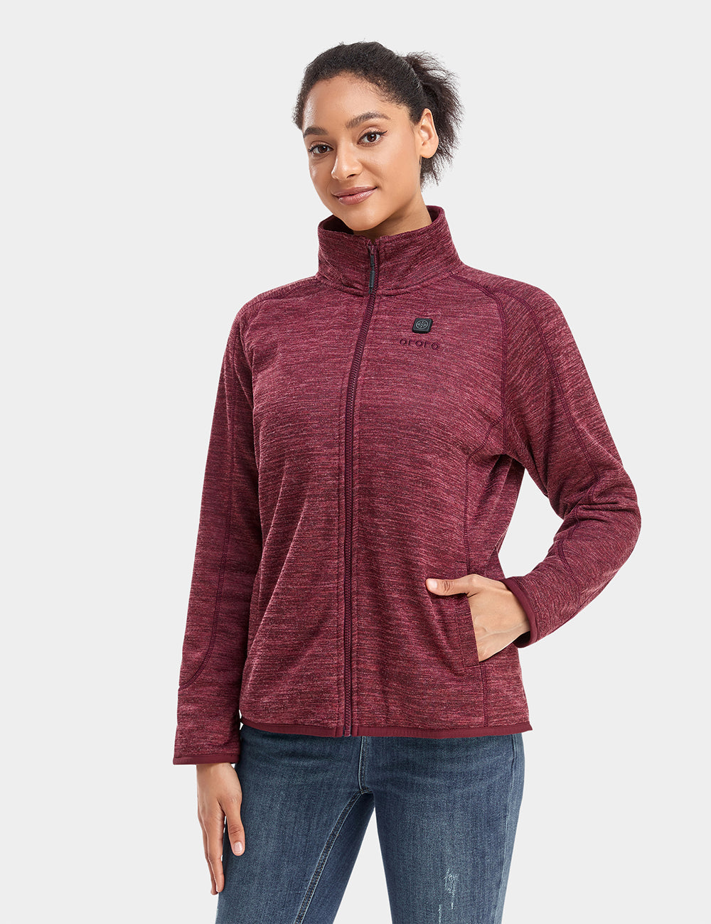 Women's Heated Full-Zip Fleece Jacket Jacket - Maroon