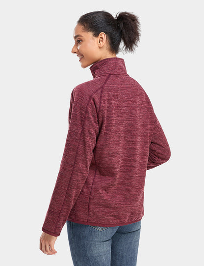 (Open-box) Women's Heated Full-Zip Fleece Jacket - Black / Maroon