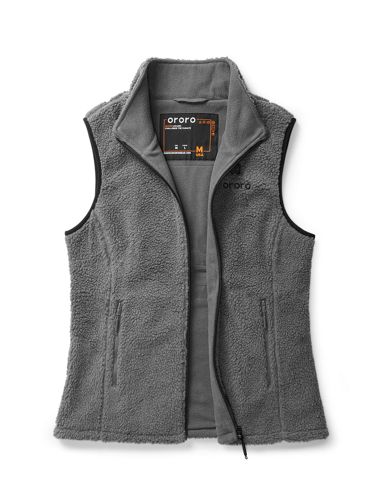 Women's Heated Recycled Fleece Vest - Gray